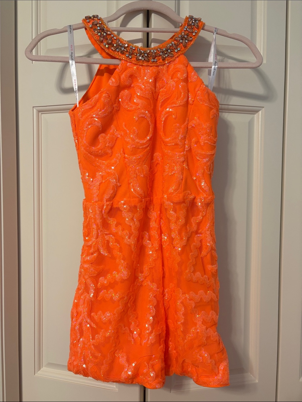 Girls' Orange Beaded Halter Dress - Kids